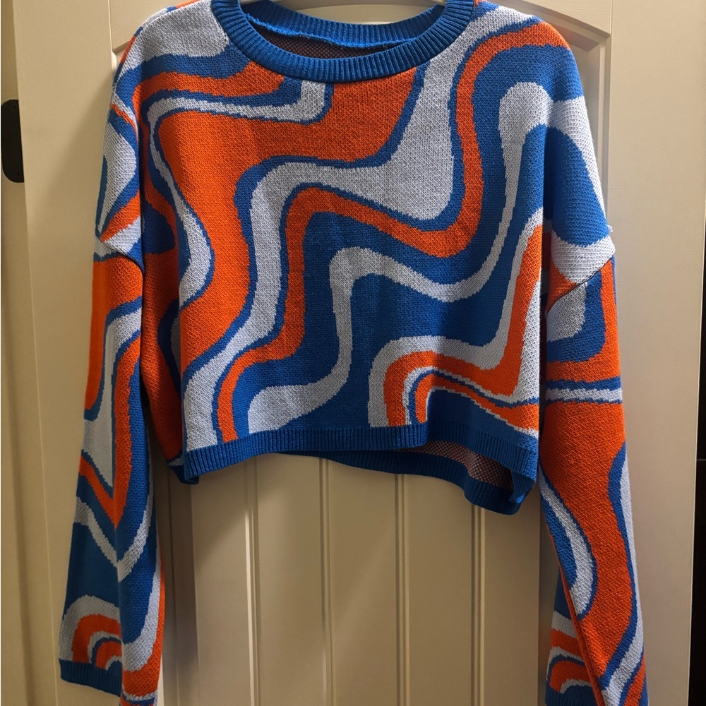 ASOS Blue and Orange Wave Pattern Sweater